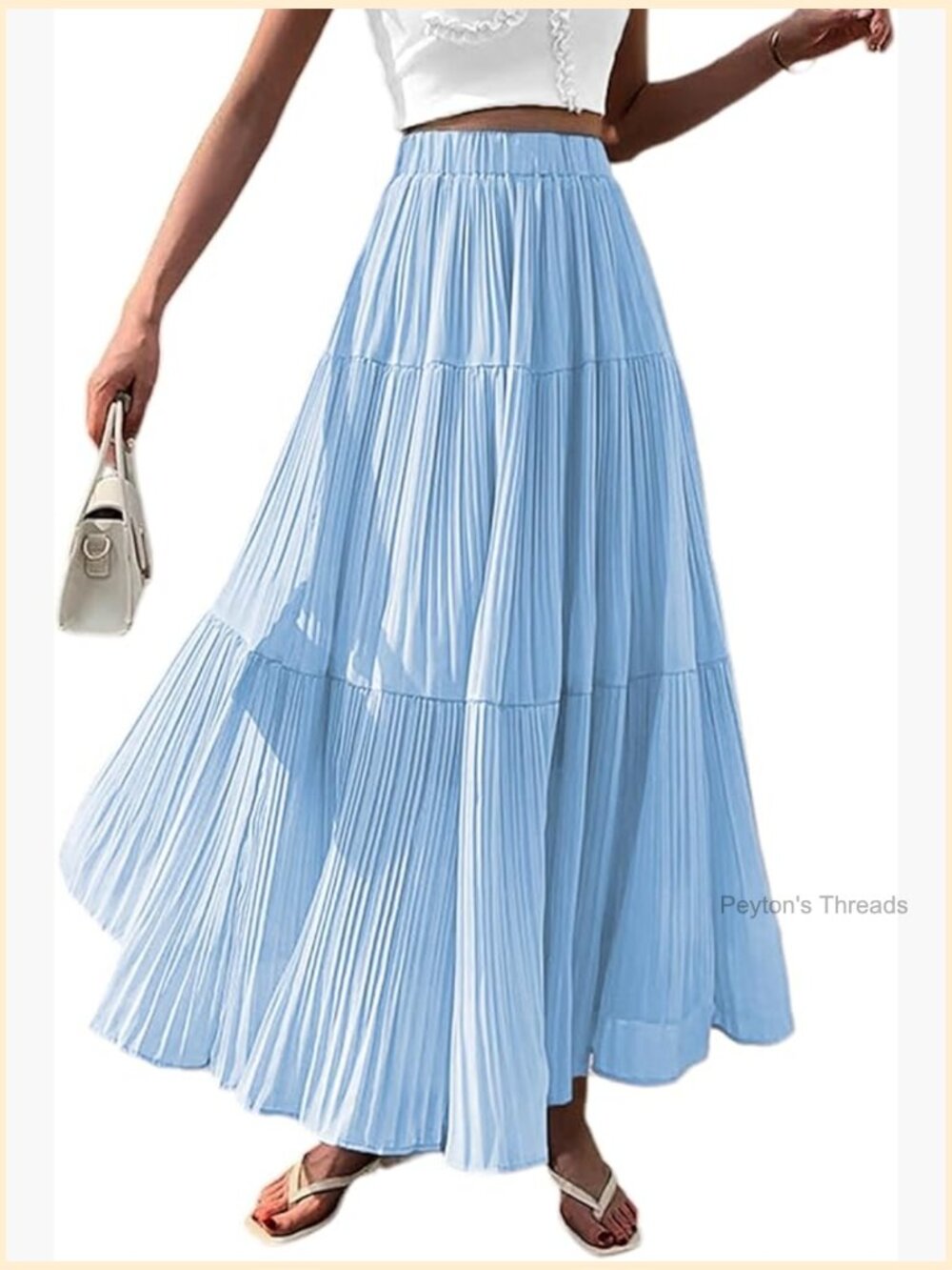 Elegant Tiered A-Line Flowy Maxi Tulle Skirt Elastic High Waisted Long Skirt